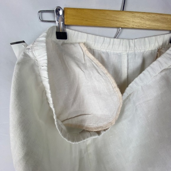J Jill Love Linen women Missy pants Sz M White Crop Wide Leg Lagenlook Beach - Picture 10 of 13